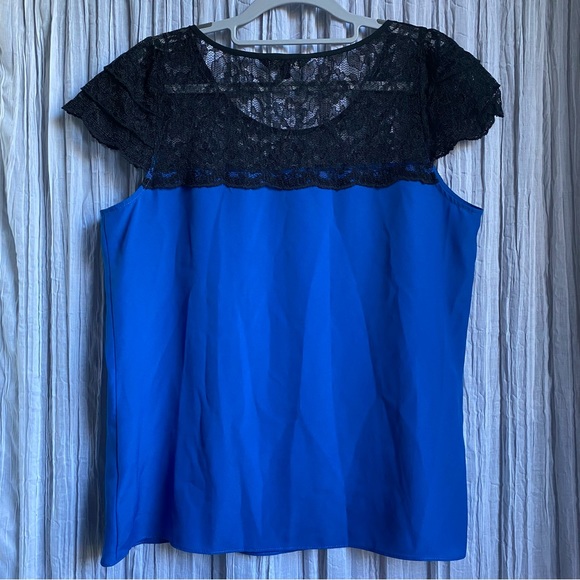 Express Royal Blue w/ Lace Blouse - Picture 5 of 6
